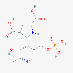 molecular formula C13H17N2O9P B134763 5-[3-Hydroxy-2-methyl-5-(phosphonooxymethyl)pyridin-4-yl]pyrrolidine-2,4-dicarboxylic acid CAS No. 126706-34-1