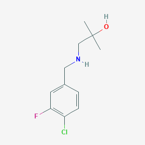 molecular formula C11H15ClFNO B13476348 1-((4-Chloro-3-fluorobenzyl)amino)-2-methylpropan-2-ol 