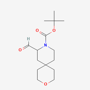 molecular formula C15H25NO4 B13476425 Tert-butyl 8-formyl-3-oxa-9-azaspiro[5.5]undecane-9-carboxylate 