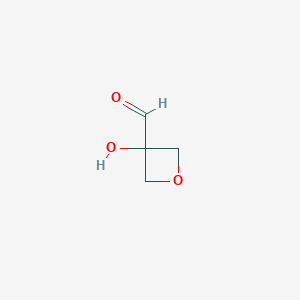 molecular formula C4H6O3 B13476432 3-Hydroxyoxetane-3-carbaldehyde 