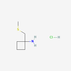 molecular formula C6H14ClNS B13476438 1-[(Methylsulfanyl)methyl]cyclobutan-1-amine hydrochloride 