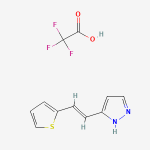 molecular formula C11H9F3N2O2S B13476447 5-[2-(thiophen-2-yl)ethenyl]-1H-pyrazole; trifluoroacetic acid 