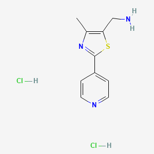 molecular formula C10H13Cl2N3S B13476458 1-[4-Methyl-2-(pyridin-4-yl)-1,3-thiazol-5-yl]methanamine dihydrochloride 