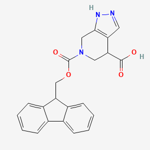 molecular formula C22H19N3O4 B13476487 6-{[(9H-fluoren-9-yl)methoxy]carbonyl}-2H,4H,5H,6H,7H-pyrazolo[3,4-c]pyridine-4-carboxylic acid 