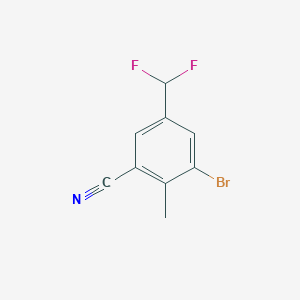 molecular formula C9H6BrF2N B13476495 3-Bromo-5-(difluoromethyl)-2-methylbenzonitrile 