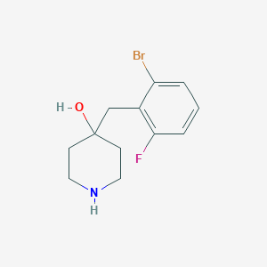 molecular formula C12H15BrFNO B13476525 4-(2-Bromo-6-fluorobenzyl)piperidin-4-ol 