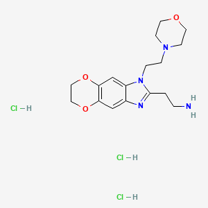 molecular formula C17H27Cl3N4O3 B13476683 2-[3-(2-Morpholin-4-ylethyl)-6,7-dihydro-[1,4]dioxino[2,3-f]benzimidazol-2-yl]ethanamine;trihydrochloride 