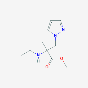 molecular formula C11H19N3O2 B13476710 Methyl 2-(isopropylamino)-2-methyl-3-(1h-pyrazol-1-yl)propanoate 