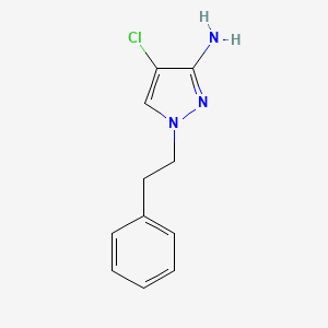 molecular formula C11H12ClN3 B13476731 4-Chloro-1-phenethyl-1h-pyrazol-3-amine 