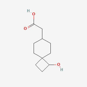 molecular formula C11H18O3 B13476734 2-{1-hydroxyspiro[3.5]nonan-7-yl}acetic acid, Mixture of diastereomers 