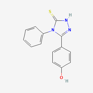 molecular formula C14H11N3OS B1347674 4-(5-Mercapto-4-phenyl-4H-[1,2,4]triazol-3-yl)-phenol CAS No. 26028-88-6