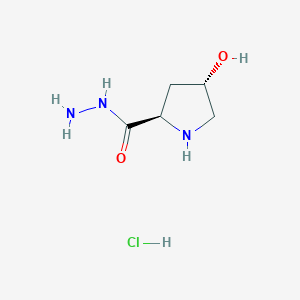 molecular formula C5H12ClN3O2 B13476825 (2R,4S)-4-hydroxypyrrolidine-2-carbohydrazide hydrochloride 