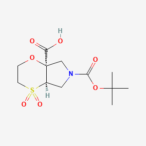 molecular formula C12H19NO7S B13477001 rac-(4aR,7aR)-6-[(tert-butoxy)carbonyl]-4,4-dioxo-hexahydro-2H-4lambda6-[1,4]oxathiino[2,3-c]pyrrole-7a-carboxylic acid, trans 