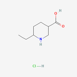 molecular formula C8H16ClNO2 B13477014 6-Ethylpiperidine-3-carboxylic acid hydrochloride 