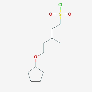 molecular formula C11H21ClO3S B13477027 5-(Cyclopentyloxy)-3-methylpentane-1-sulfonyl chloride 