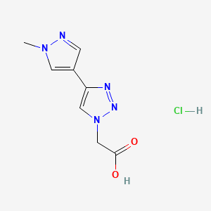 molecular formula C8H10ClN5O2 B13477080 2-[4-(1-methyl-1H-pyrazol-4-yl)-1H-1,2,3-triazol-1-yl]acetic acid hydrochloride 