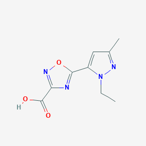 molecular formula C9H10N4O3 B13477095 5-(1-Ethyl-3-methyl-1h-pyrazol-5-yl)-1,2,4-oxadiazole-3-carboxylic acid 