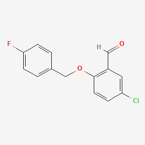 molecular formula C14H10ClFO2 B1347713 5-Chloro-2-[(4-fluorobenzyl)oxy]benzaldehyde CAS No. 590360-22-8
