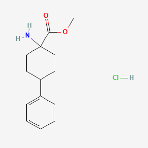 molecular formula C14H20ClNO2 B13477265 Methyl 1-amino-4-phenylcyclohexane-1-carboxylate hydrochloride 