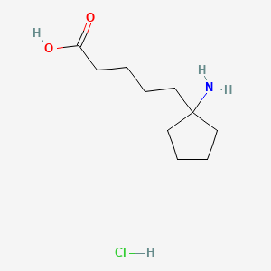 molecular formula C10H20ClNO2 B13477582 5-(1-Aminocyclopentyl)pentanoic acid hydrochloride 