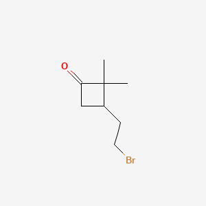 molecular formula C8H13BrO B13477615 3-(2-Bromoethyl)-2,2-dimethylcyclobutan-1-one 