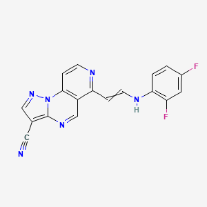 molecular formula C18H10F2N6 B1347773 6-[2-(2,4-Difluoroanilino)vinyl]pyrazolo[1,5-a]pyrido[3,4-e]pyrimidine-3-carbonitrile 