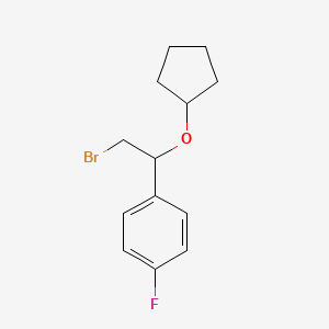 molecular formula C13H16BrFO B13477800 1-(2-Bromo-1-(cyclopentyloxy)ethyl)-4-fluorobenzene 