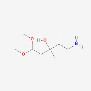 molecular formula C9H21NO3 B13478294 5-Amino-1,1-dimethoxy-3,4-dimethylpentan-3-ol 