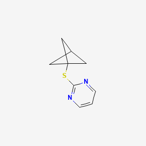 molecular formula C9H10N2S B13478302 2-{Bicyclo[1.1.1]pentan-1-ylsulfanyl}pyrimidine 