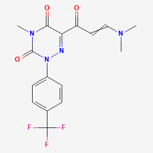 molecular formula C16H15F3N4O3 B1347831 6-[3-(dimethylamino)acryloyl]-4-methyl-2-[4-(trifluoromethyl)phenyl]-1,2,4-triazine-3,5(2H,4H)-dione 