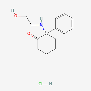 molecular formula C14H20ClNO2 B13478317 rel-(2R)-2-[(2-hydroxyethyl)amino]-2-phenylcyclohexan-1-one hydrochloride 