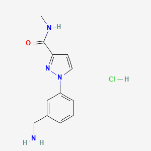 molecular formula C12H15ClN4O B13478335 1-[3-(aminomethyl)phenyl]-N-methyl-1H-pyrazole-3-carboxamide hydrochloride 