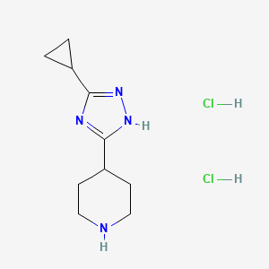 molecular formula C10H18Cl2N4 B13478396 4-(3-cyclopropyl-1H-1,2,4-triazol-5-yl)piperidine dihydrochloride 