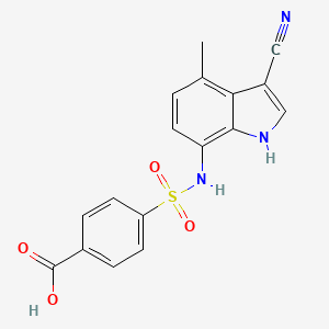 molecular formula C17H13N3O4S B13478404 4-[(3-cyano-4-methyl-1H-indol-7-yl)sulfamoyl]benzoic acid 