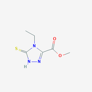 molecular formula C6H9N3O2S B13478470 methyl 4-ethyl-5-sulfanyl-4H-1,2,4-triazole-3-carboxylate 