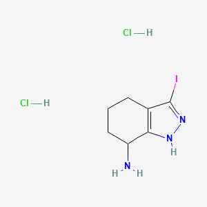 molecular formula C7H12Cl2IN3 B13478522 3-iodo-4,5,6,7-tetrahydro-1H-indazol-7-amine dihydrochloride 