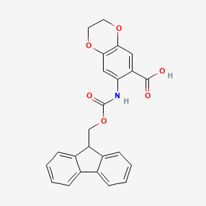 molecular formula C24H19NO6 B13478523 7-((((9H-Fluoren-9-yl)methoxy)carbonyl)amino)-2,3-dihydrobenzo[b][1,4]dioxine-6-carboxylic acid 