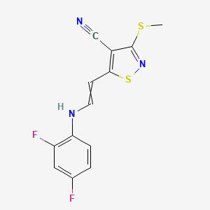 molecular formula C13H9F2N3S2 B1347866 5-[2-(2,4-Difluoroanilino)ethenyl]-3-methylsulfanyl-1,2-thiazole-4-carbonitrile 
