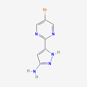 molecular formula C7H6BrN5 B13478661 5-(5-bromopyrimidin-2-yl)-1H-pyrazol-3-amine 