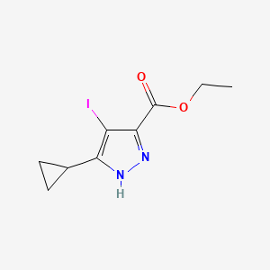 molecular formula C9H11IN2O2 B13478670 ethyl 5-cyclopropyl-4-iodo-1H-pyrazole-3-carboxylate 