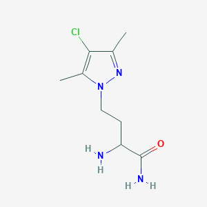 molecular formula C9H15ClN4O B13478725 2-Amino-4-(4-chloro-3,5-dimethyl-1h-pyrazol-1-yl)butanamide 