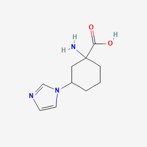 molecular formula C10H15N3O2 B13478745 1-amino-3-(1H-imidazol-1-yl)cyclohexane-1-carboxylic acid 