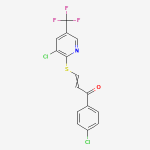 molecular formula C15H8Cl2F3NOS B1347877 1-(4-Chlorophenyl)-3-{[3-chloro-5-(trifluoromethyl)-2-pyridinyl]sulfanyl}-2-propen-1-one 