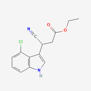 molecular formula C14H13ClN2O2 B13478810 ethyl 3-(4-chloro-1H-indol-3-yl)-3-cyanopropanoate 