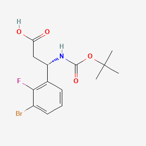 molecular formula C14H17BrFNO4 B13478851 (S)-3-(3-Bromo-2-fluorophenyl)-3-((tert-butoxycarbonyl)amino)propanoic acid 