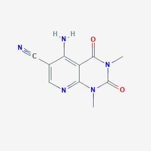molecular formula C10H9N5O2 B134790 5-Amino-6-cyano-1,3-dimethyl-1,2,3,4-tetrahydropyrido(2,3-d)pyrimidine-2,4-dione CAS No. 152708-32-2