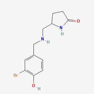 molecular formula C12H15BrN2O2 B13479003 5-(((3-Bromo-4-hydroxybenzyl)amino)methyl)pyrrolidin-2-one 