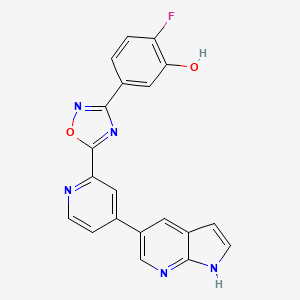 molecular formula C20H12FN5O2 B13479015 2-fluoro-5-[5-(4-{1H-pyrrolo[2,3-b]pyridin-5-yl}pyridin-2-yl)-1,2,4-oxadiazol-3-yl]phenol 