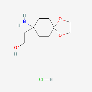 molecular formula C10H20ClNO3 B13479071 2-{8-Amino-1,4-dioxaspiro[4.5]decan-8-yl}ethan-1-ol hydrochloride 