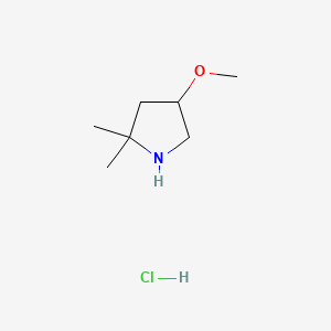 molecular formula C7H16ClNO B13479286 4-Methoxy-2,2-dimethylpyrrolidine hydrochloride 